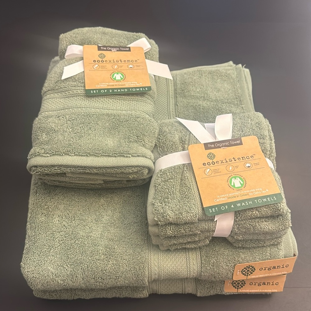 8pc ECOEXISTENCE Organic The Organic Bath Towel Set - 100% Organic Cotton Loops - Picture 10 of 10